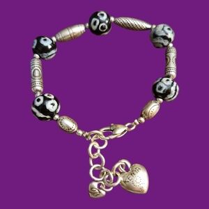 BRIGHTON Kenya Black Lampwork Glass Beaded Bracelet